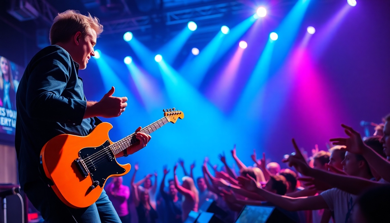 Koralive concert featuring an energetic musician engaging the crowd