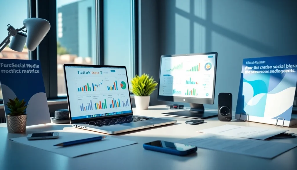 Analyze metrics of tiktok smm panel in a modern workspace layout.