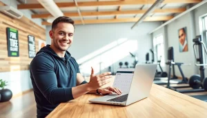 Using the tdee calculator with a fitness trainer in a bright gym environment.