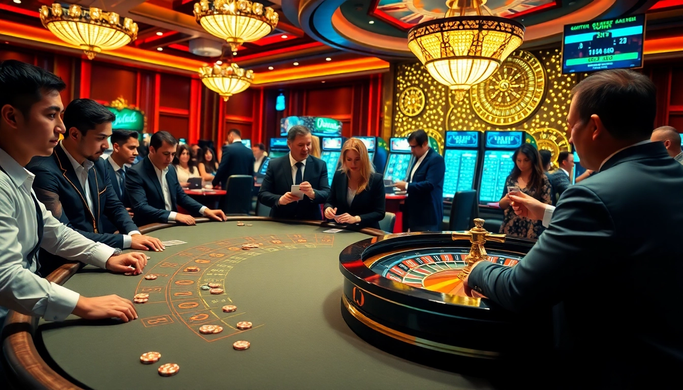 Engaging players at a blackjack table showcasing the thrill of gambling at https://789f.living/ in a luxurious casino setting.