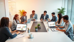 WPS下载 in a professional office setting featuring diverse team collaboration and WPS Office software.