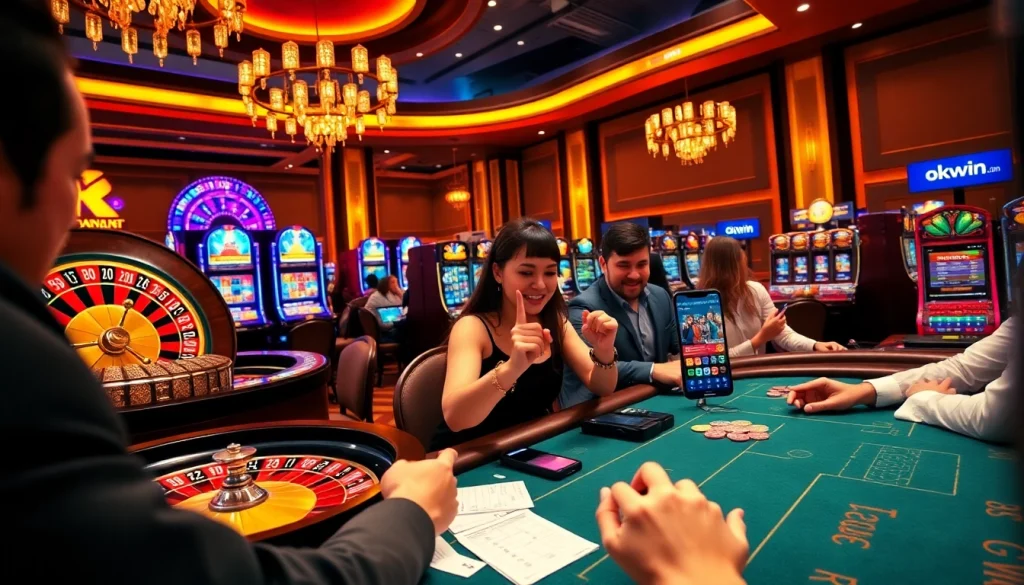 Exciting gambling environment featuring okwwin casino games and vibrant slot machines.