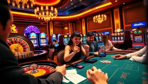 Exciting gambling environment featuring okwwin casino games and vibrant slot machines.