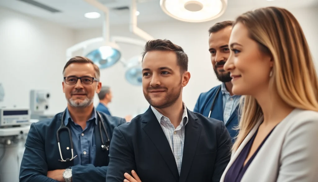 Engaged patients receive hair transplant treatment in a professional UK clinic.