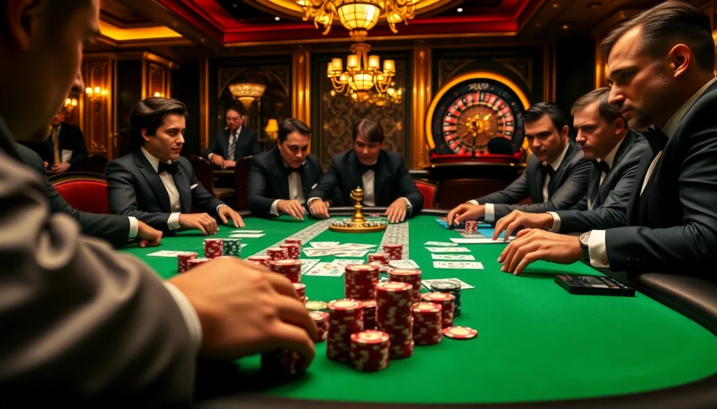 Engaged players at a luxurious casino table, showcasing the excitement of gambling at https://kingarthurcafe.com/menu.