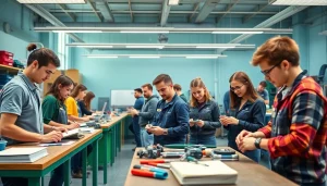 Students actively participating in hands-on training at abc trade school, showcasing engaging learning experience.