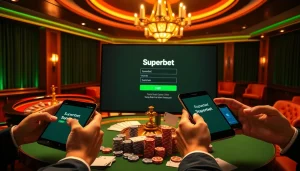 Experience the Superbet Login interface with vibrant gaming elements and casino ambiance.