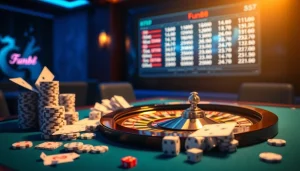Interactive gambling scene featuring Fun88 casino elements with vibrant table games and exciting betting.