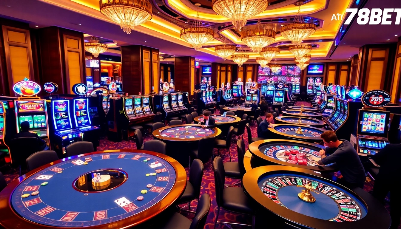 Exciting casino scene representing the 789bet link mới with vibrant poker chips and slot machines.