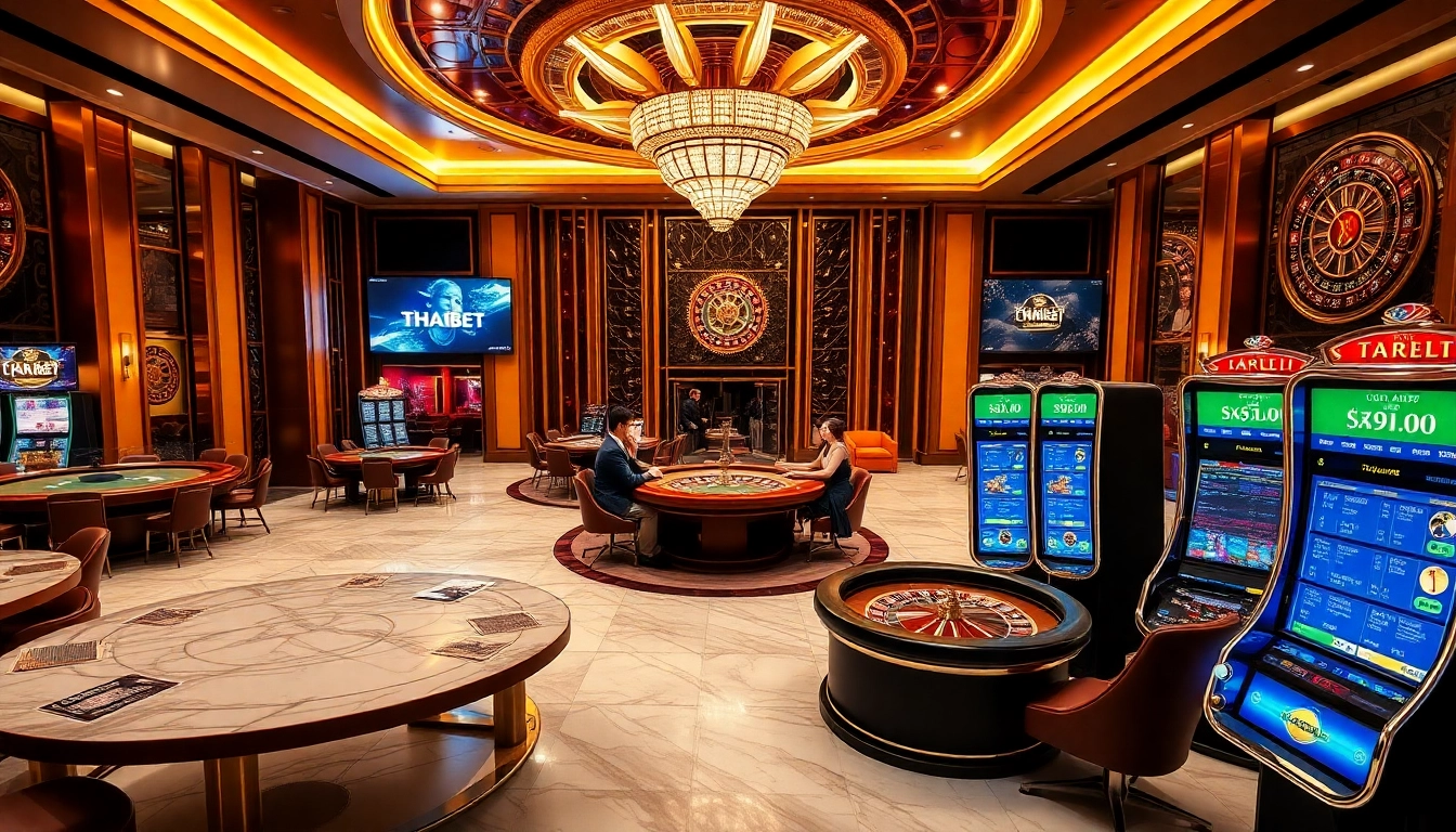 Experience thrilling moments at Trang Chủ THABET with exciting casino gaming activities and vibrant slot machines.