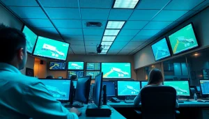 Trucking Dispatch Company professionals coordinating shipments in a sleek modern office.