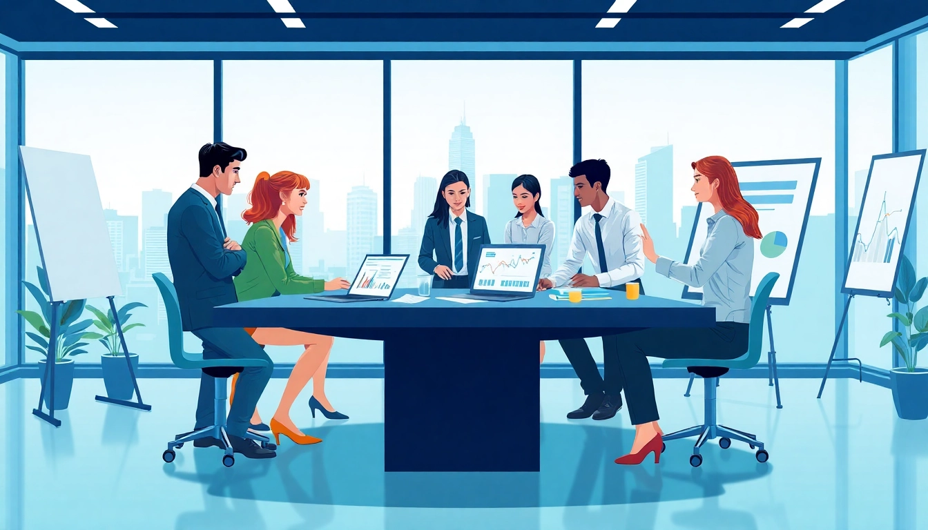 Team analyzing competitive intelligence data in a modern office setting.