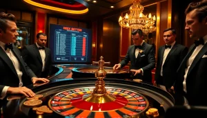Experience high-stakes gambling with vibrant roulette action at https://firekills.co.uk/ in a luxurious casino setting.