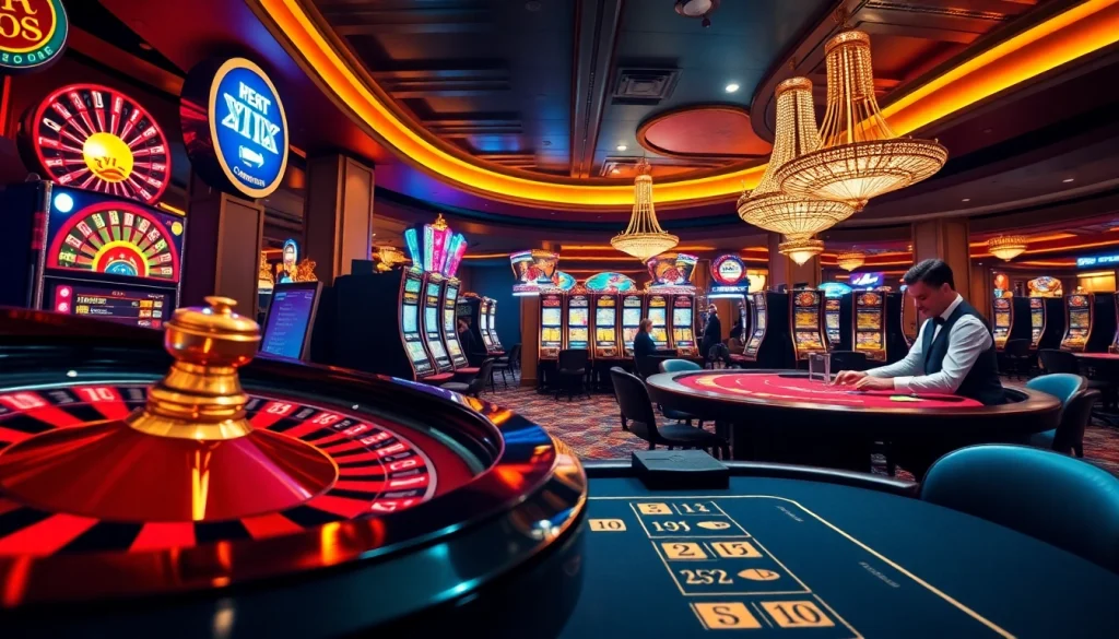 Experience net win excitement with vibrant casino activities including roulette and poker tables.