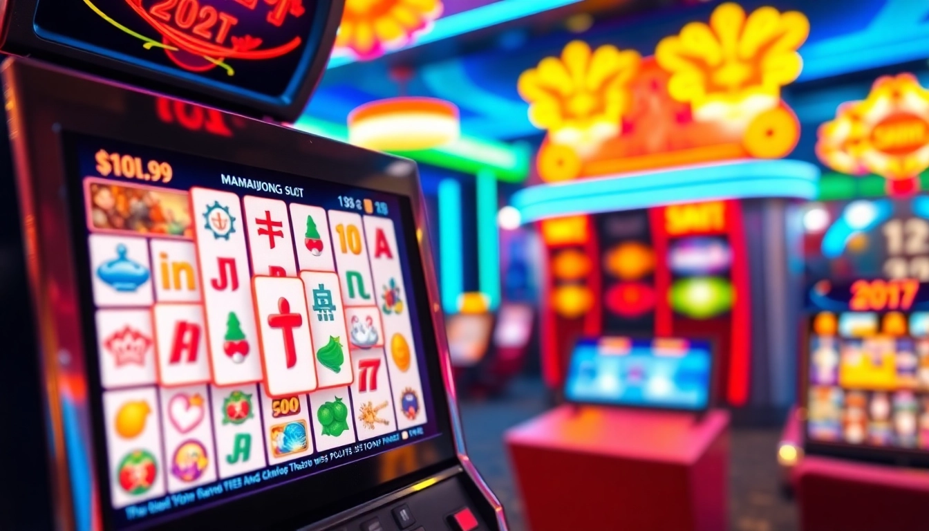 Permainan slot mahjong dengan grafis menarik dan atmosfer kasino yang ramai.