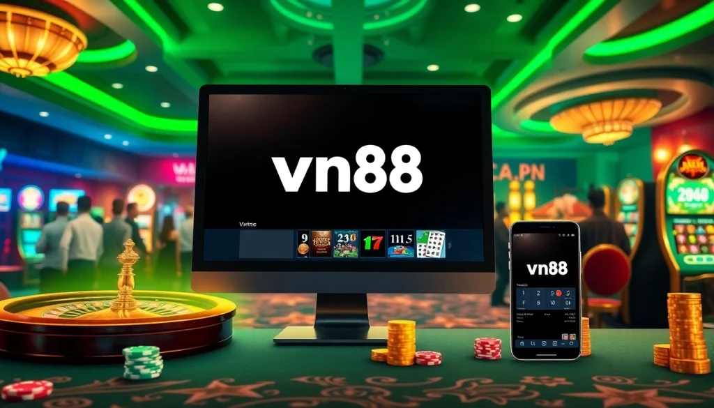 Players enjoying an exciting gambling experience at vn88 with vibrant casino elements.