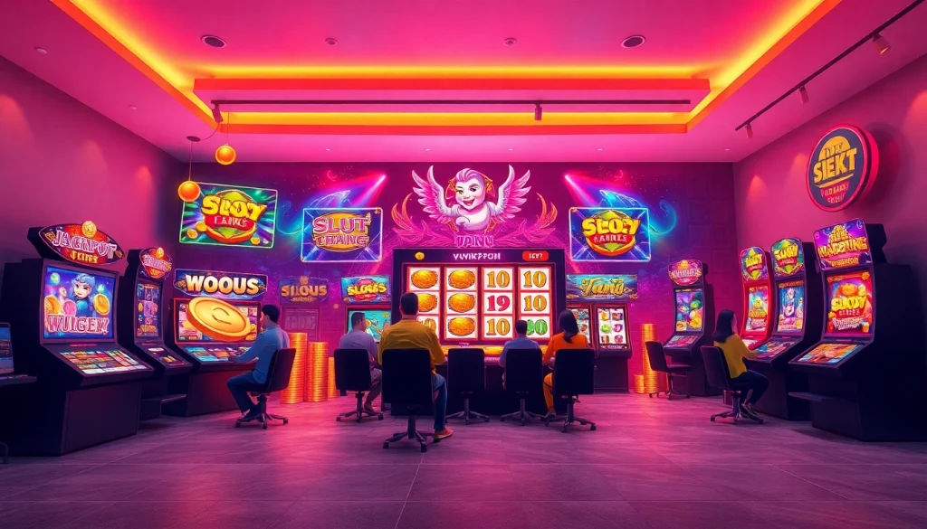 Exciting online gaming scene highlighting hoki138 pro with vibrant slot graphics.