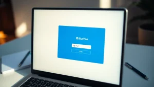Securely access your BlueVine login page on a laptop, showcasing user-friendly design elements.