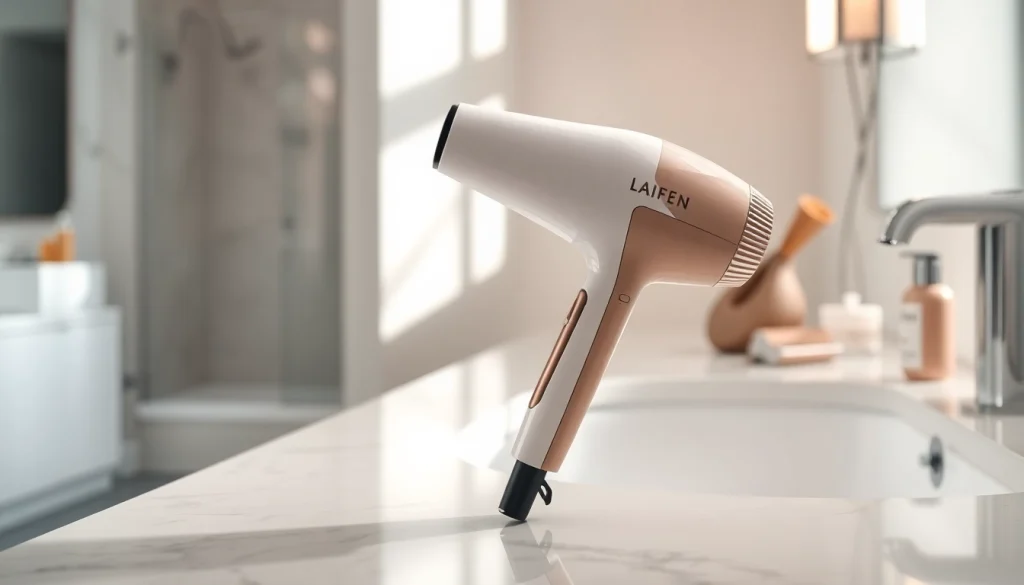 Enhance styling with laifen swift premium, showcasing its sleek design and accessories on a countertop.