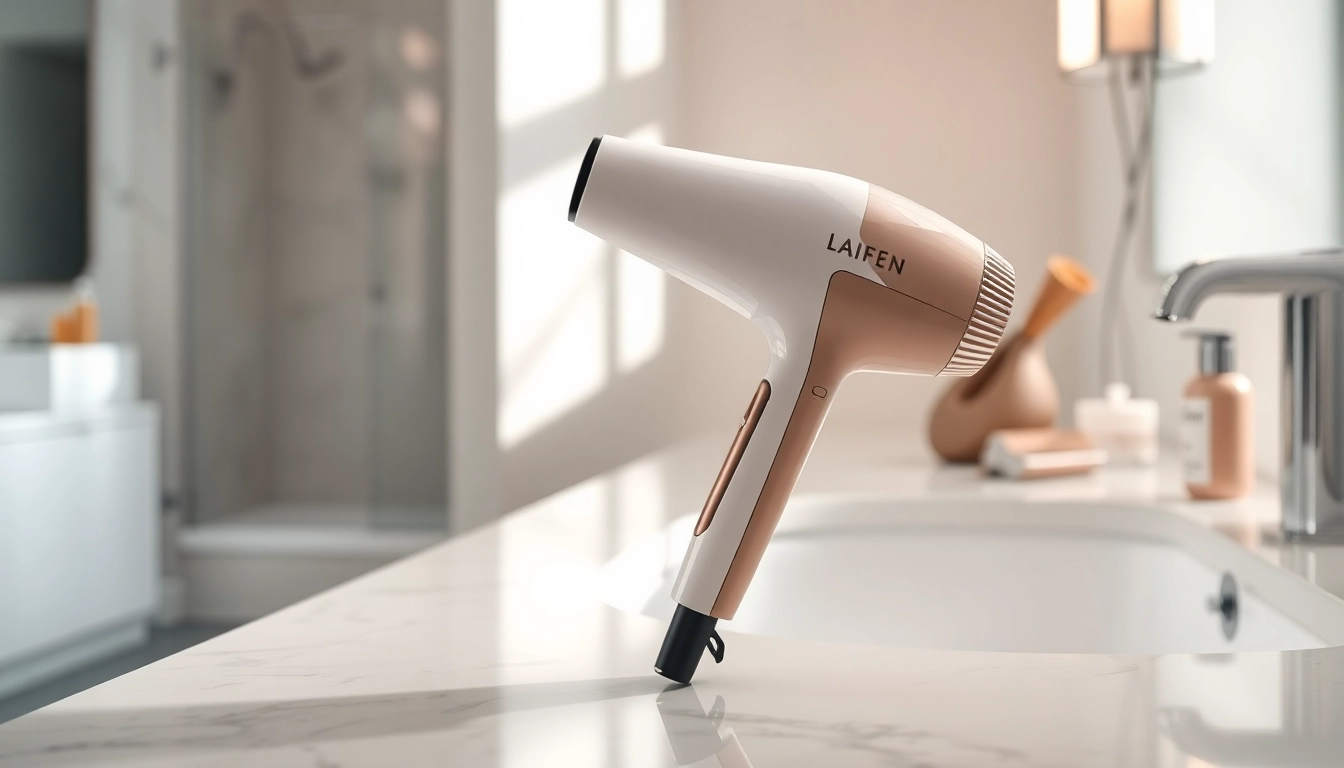 Enhance styling with laifen swift premium, showcasing its sleek design and accessories on a countertop.