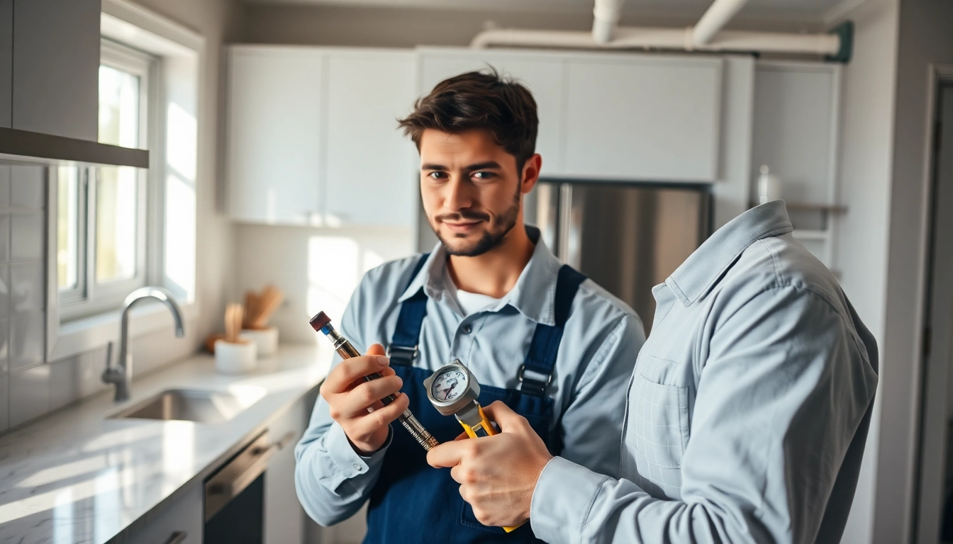 Plumber at https://speedyservicestoday.com.au ensuring quality service in a modern kitchen.