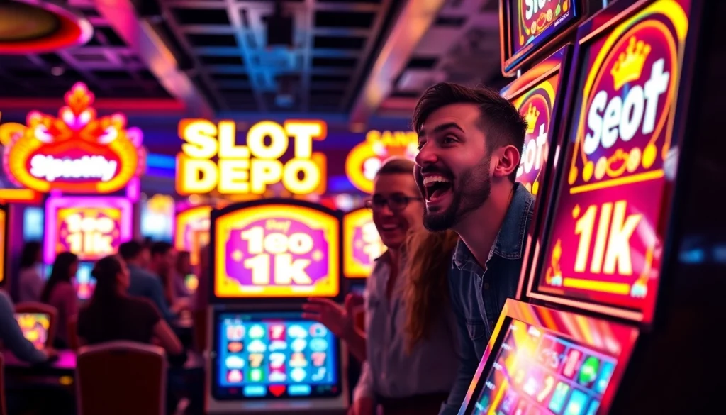 Menangkan slot depo 1k dengan mesin slot yang meriah dan pemain bahagia di kasino