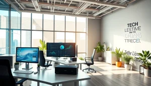 zirvegrupbilgisayar ile modern bir ofis ortamı tasarımı, teknoloji odaklı görsellerle