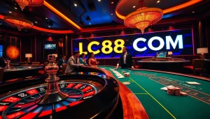 Experience thrilling gameplay with LC88 COM at the heart of a luxurious casino environment.