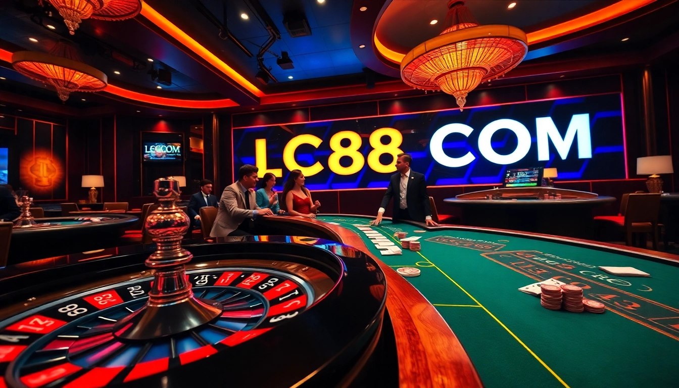 Experience thrilling gameplay with LC88 COM at the heart of a luxurious casino environment.