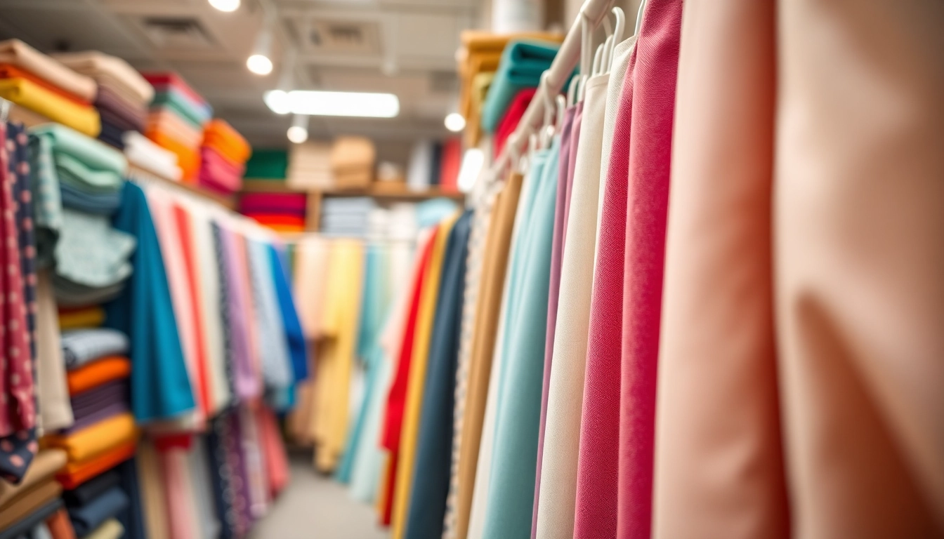 Stoffen voor naaien beginners Nederland met kleurrijke en diverse stoffen in een winkel.