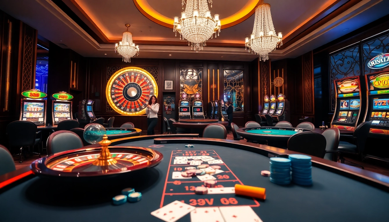 Players enjoying games at a vibrant casino table featuring trang chủ 88t elements.