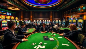 Experience the excitement of gambling at five88 with professional gamblers at vibrant casino tables.