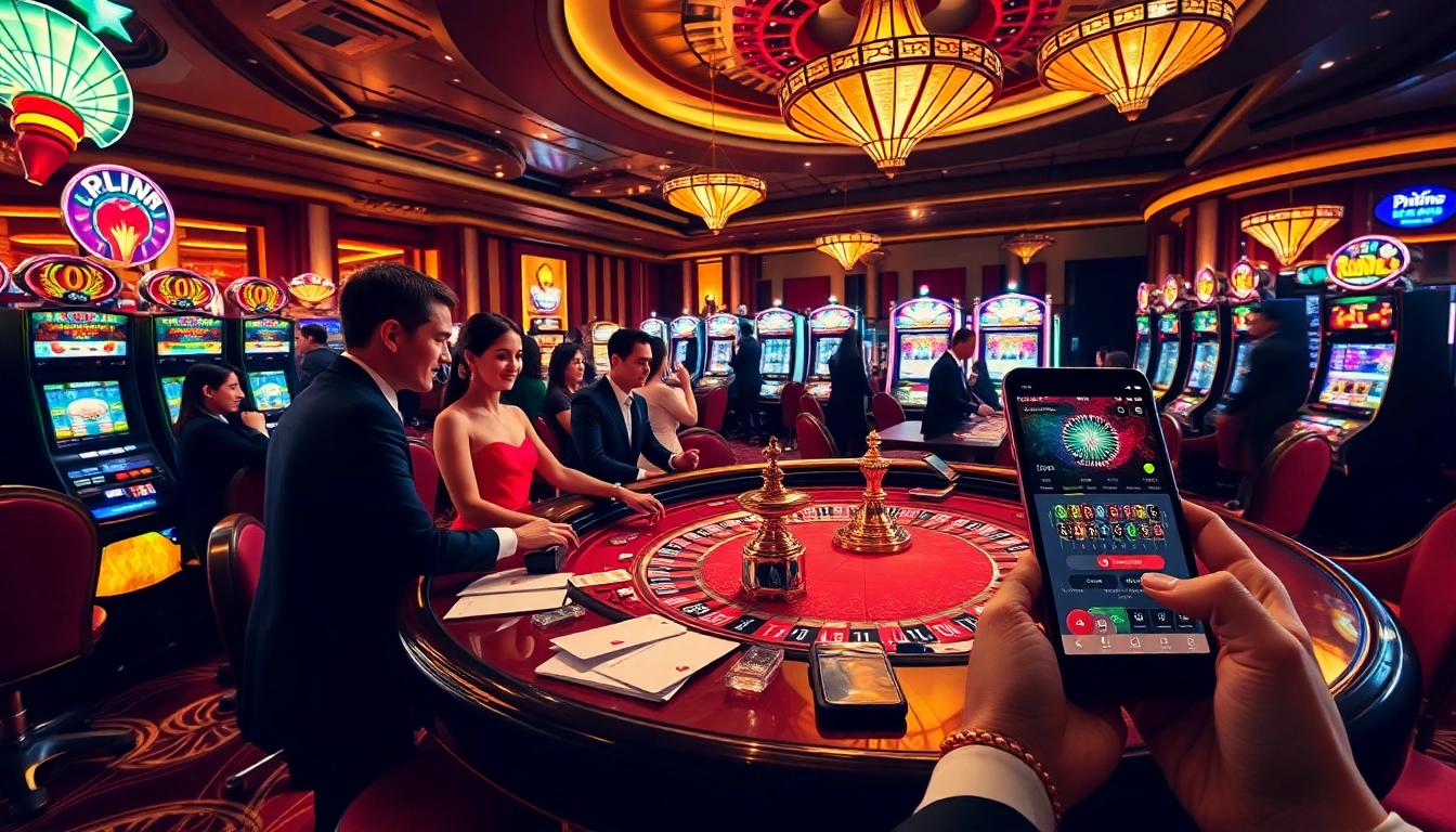 Experience the excitement of a live casino with vibrant gaming tables and professional dealers in action.