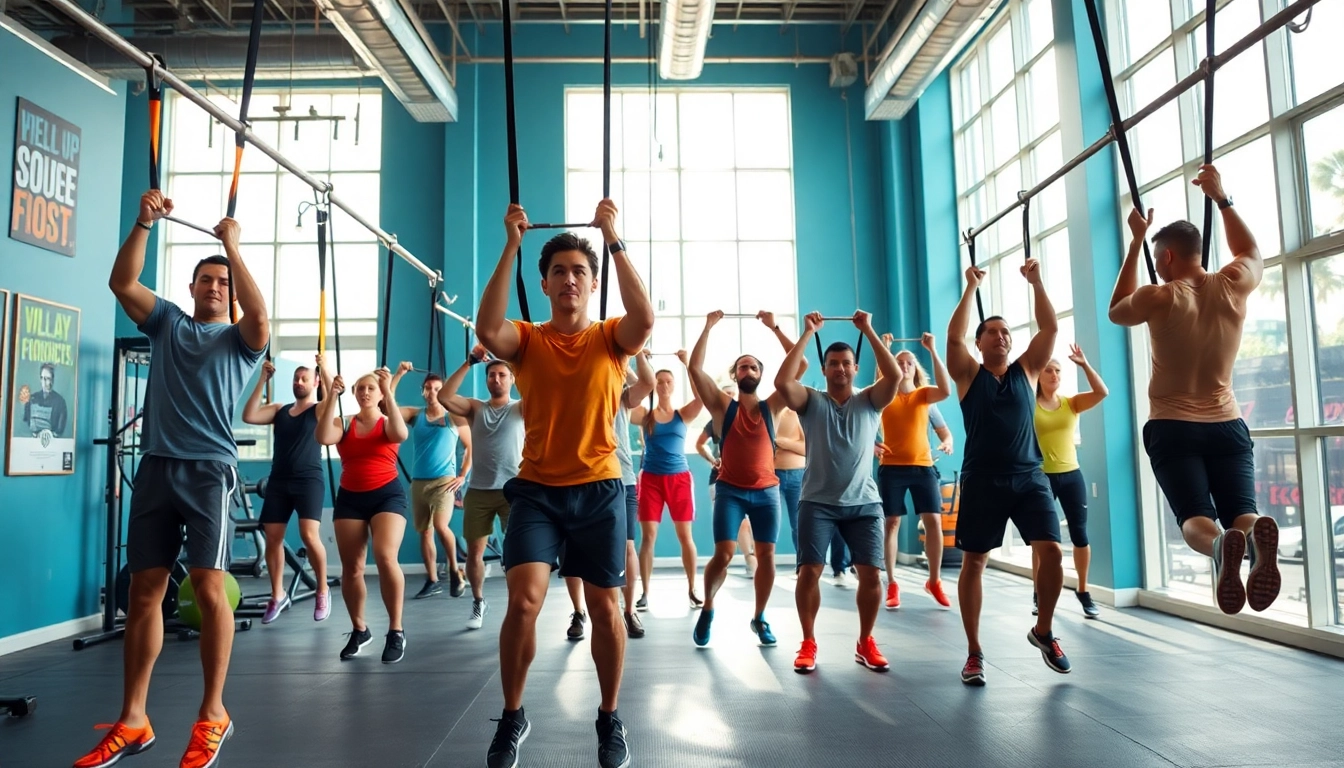 Active users demonstrating pull-up assist bands in a modern gym.