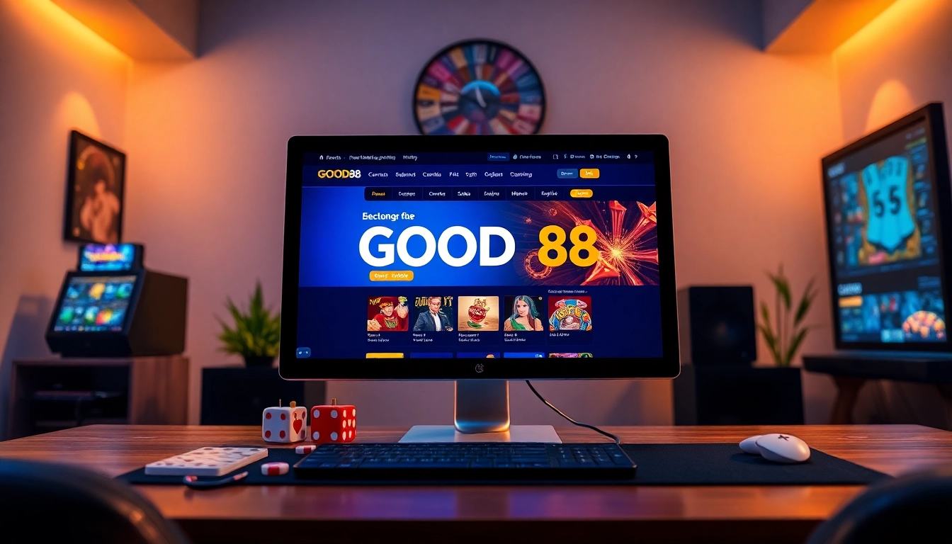Good88.hu.net's modern online gaming interface featuring vibrant colors and trusted symbols of gaming.