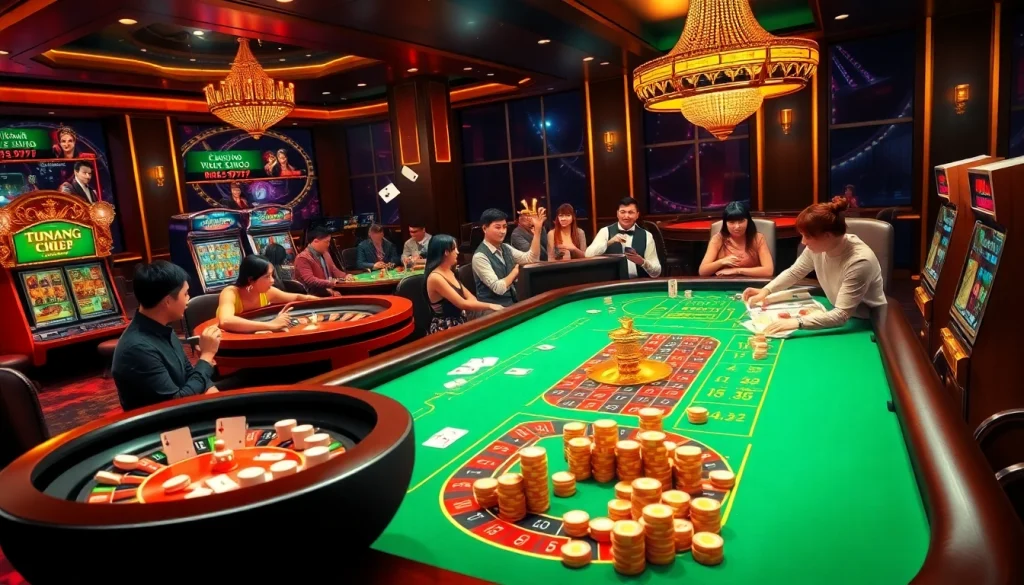 Experience the thrill of gambling on Trang Chủ OKFUN with engaging casino tables and slot machines.