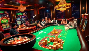 Experience the thrill of gambling on Trang Chủ OKFUN with engaging casino tables and slot machines.