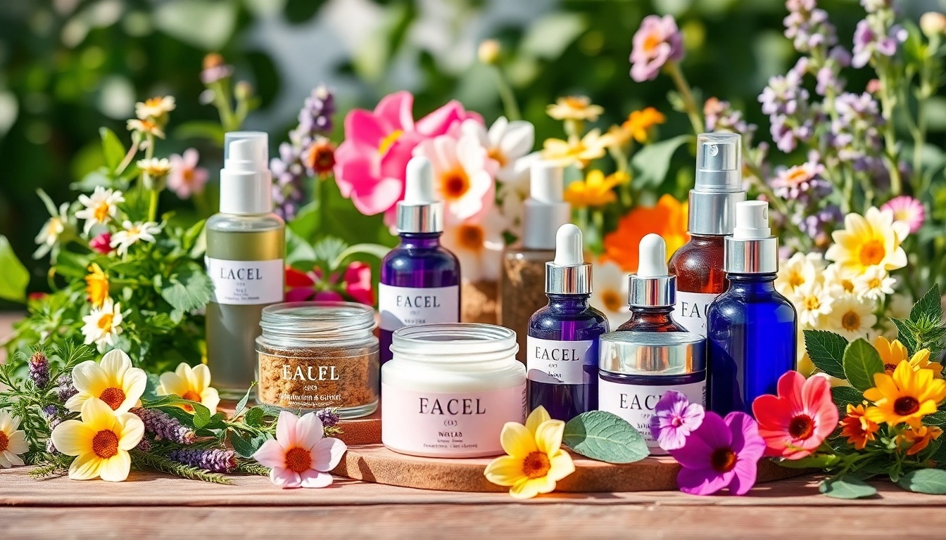 Natūrali kosmetika nuotrauka su natūraliais ingredientais ir jaukiai išdėstytais produktais.