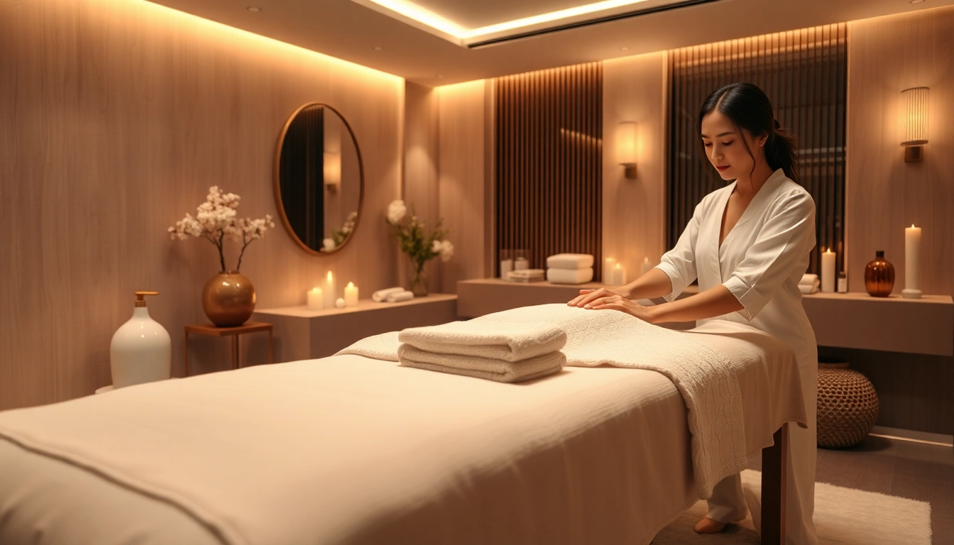 출장마사지 service with a professional therapist in a calming spa environment.