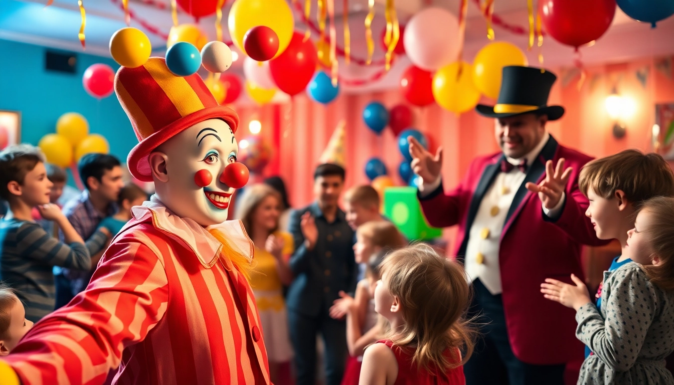 Birthday party entertainers delight children with fun activities at a vibrant celebration.