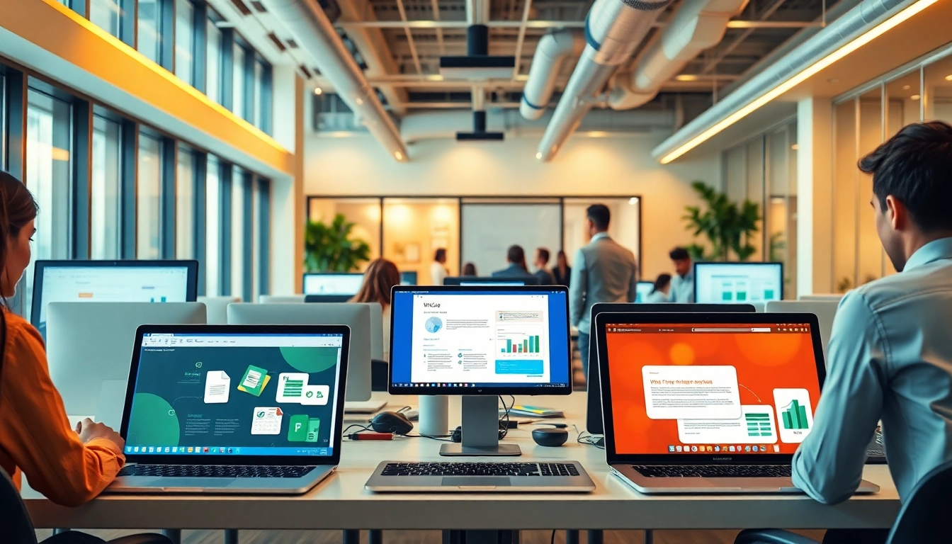 在协作环境中，现代设备上展示 WPS Office 应用的动态工作区。