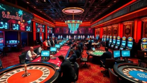 Experience high-stakes action with the hidden wiki dark web theme, showcasing casino games in a vibrant setting.