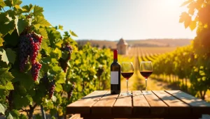 Experience the rich flavors of Sacramento Wineries with a peaceful vineyard scene.