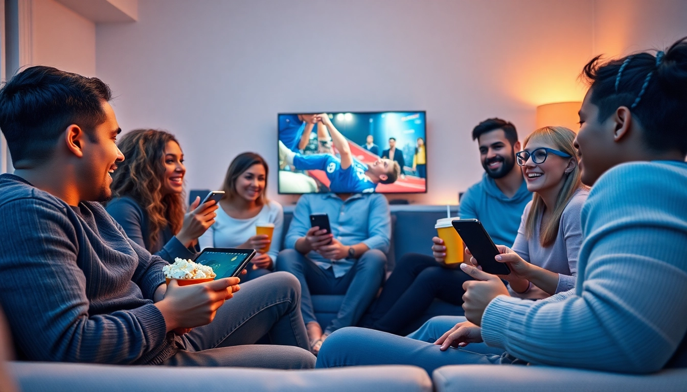 Engaged viewers enjoying Iron tv pro entertainment at home on various devices.