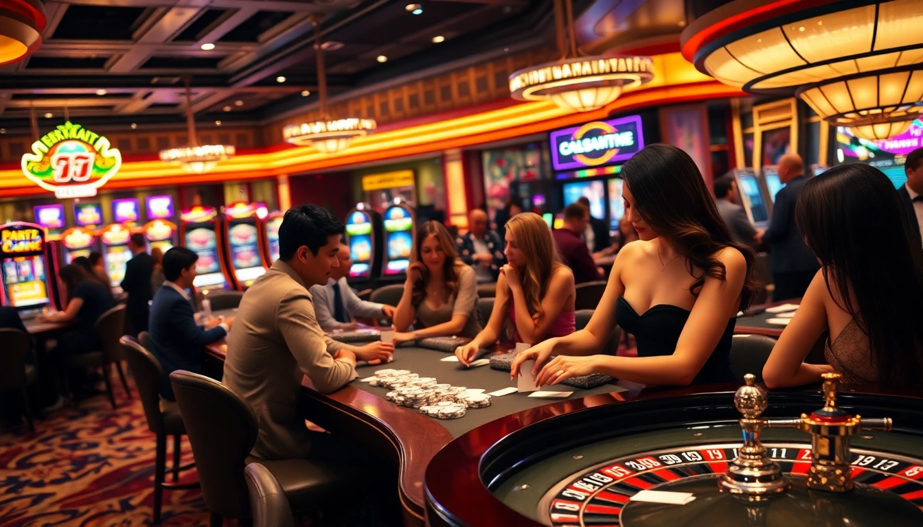 Experience the thrill of mb66.nyc with players actively engaged at a luxurious casino.