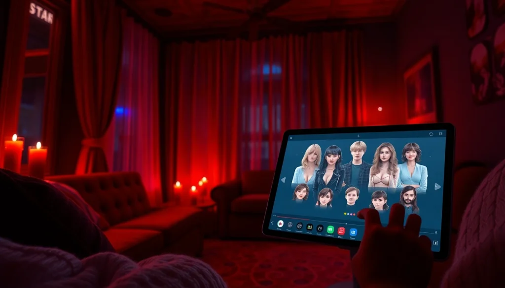 NSFW roleplay scene with digital avatars in intimate, cozy setting