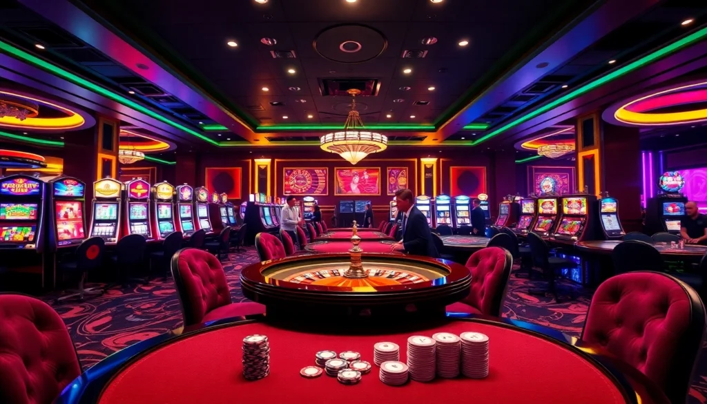 An immersive casino scene at https://xx88.contractors/, showcasing vibrant slot machines and gaming tables.