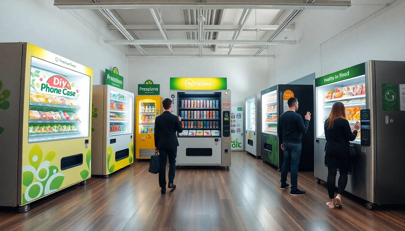 Snack machine manufacturers showcase innovative vending solutions in a modern showroom