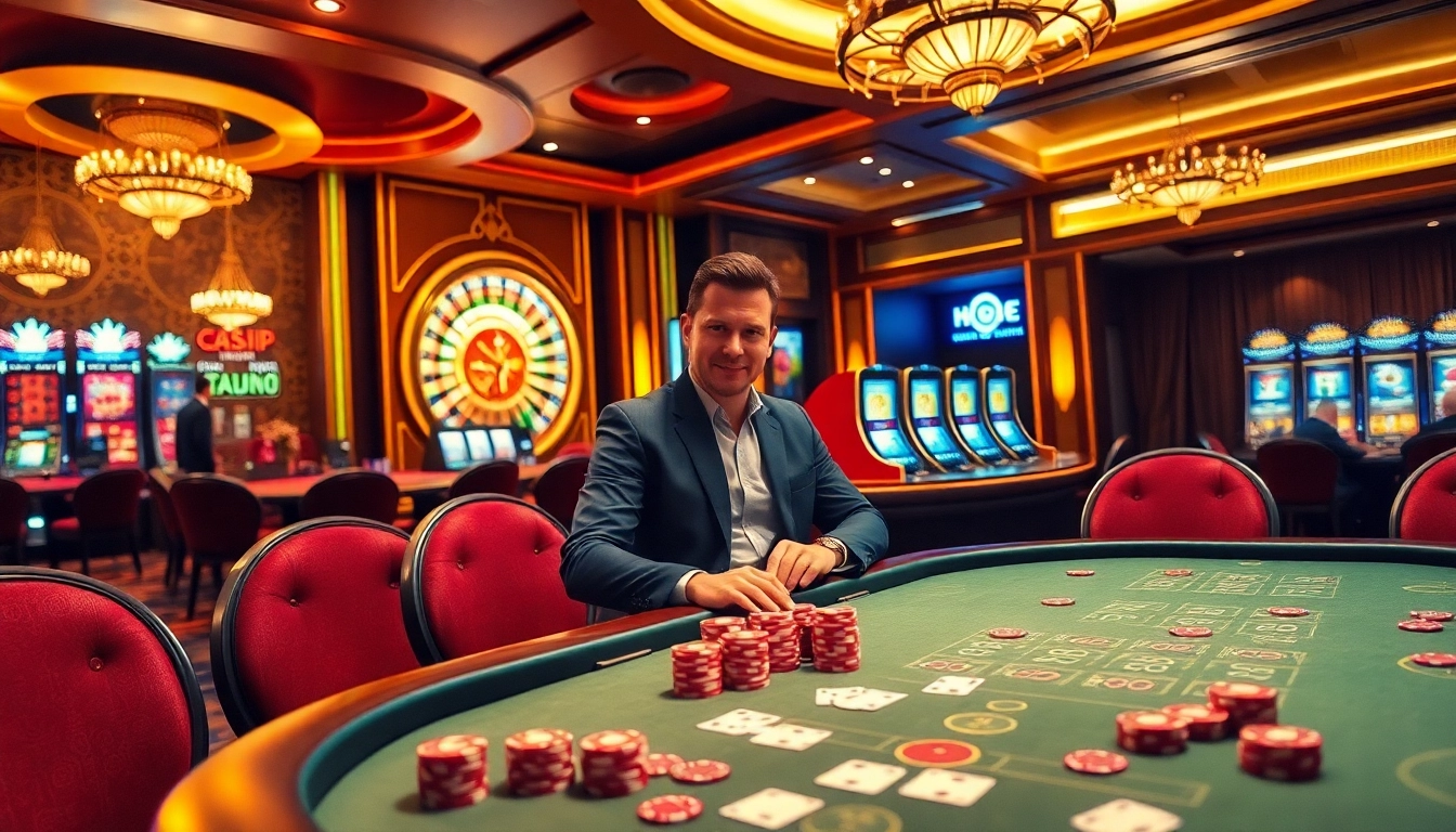 Experience the thrill of gambling at 68VIP with luxurious poker tables and vibrant games.