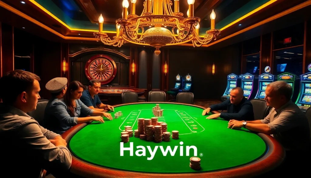 Experience the thrill of poker with Haywin's high-stakes table showcasing vibrant gameplay.